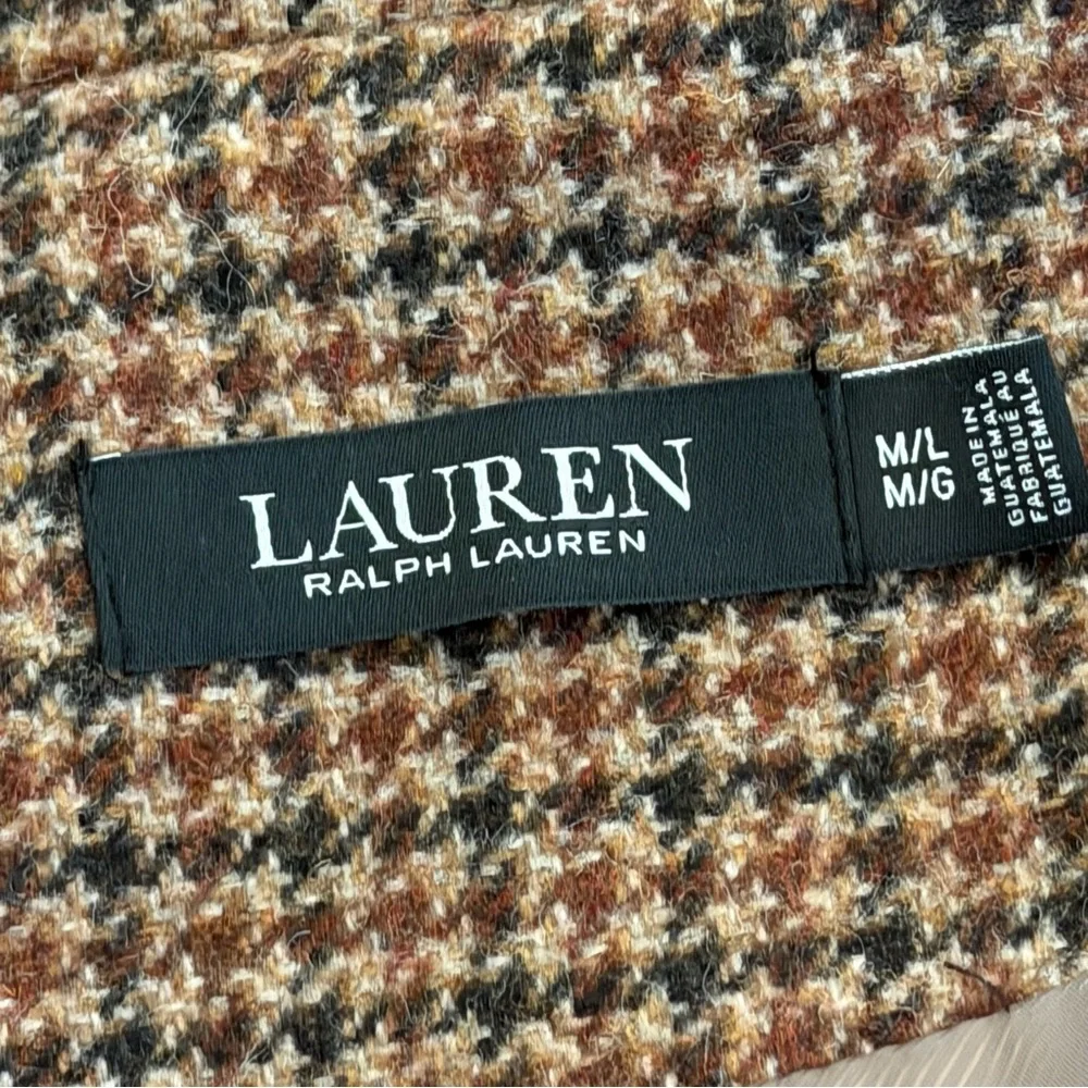 NWT Lauren Ralph Lauren Houndstooth Wool Blend Cape, Size M/L - Picture 4 of 10